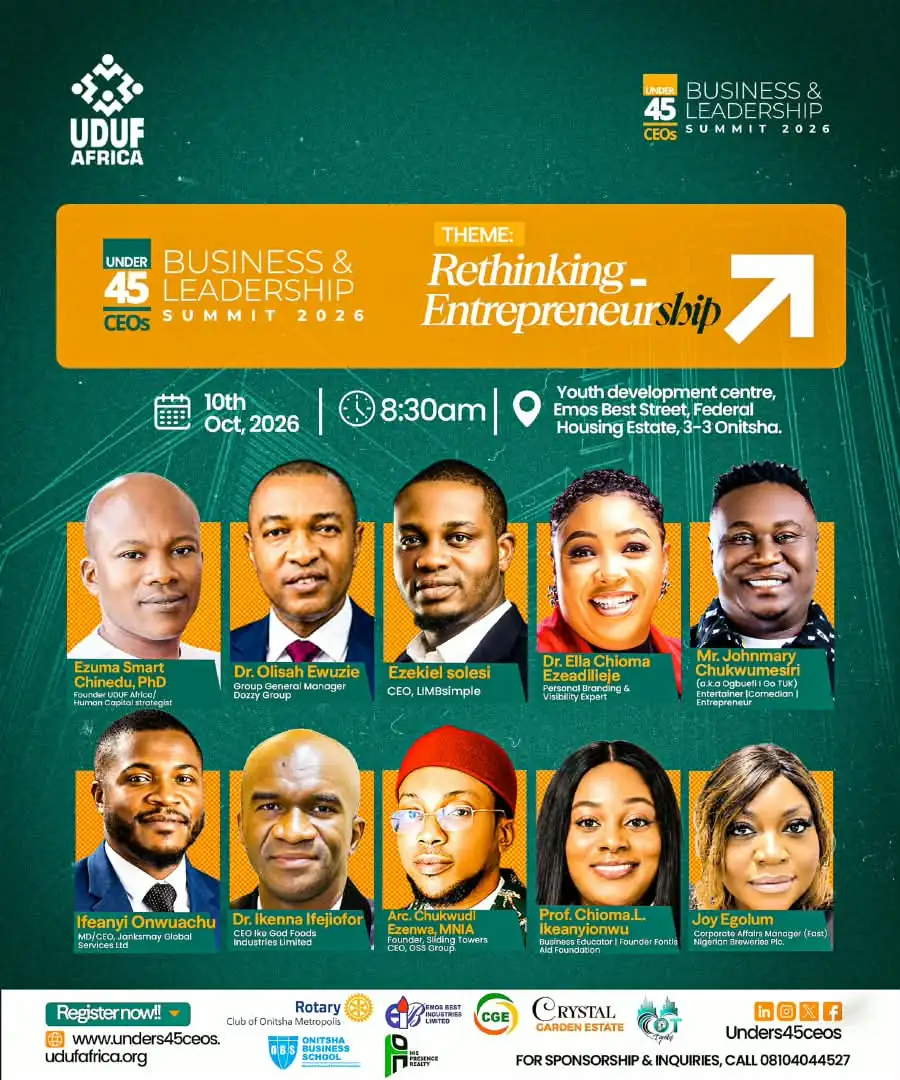 Under 45 CEOs Business & Leadership Summit 2026 — main event flyer